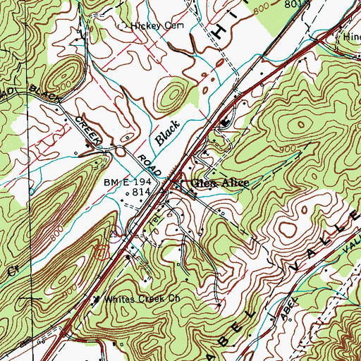 Topographic Map of Glen Alice, TN