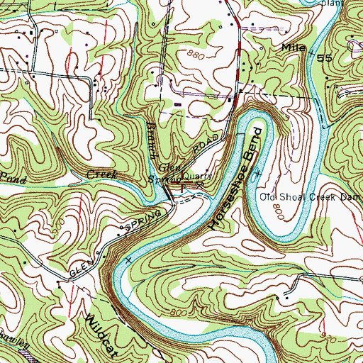 Topographic Map of Glen Spring, TN