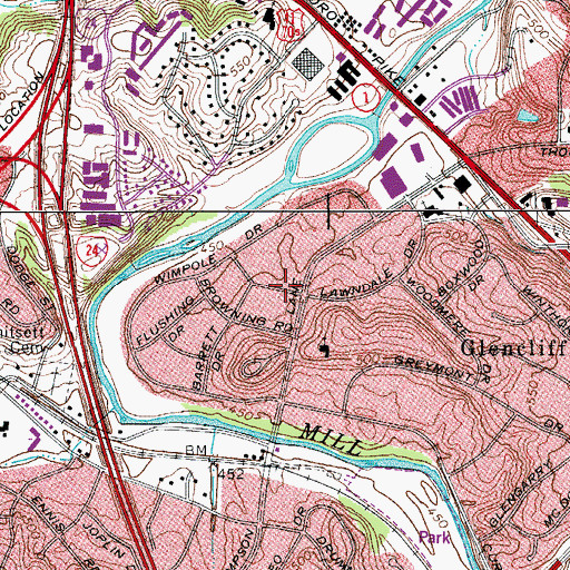 Topographic Map of Glencliff, TN