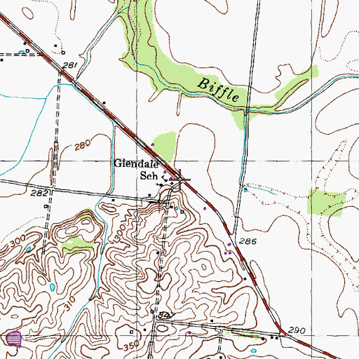 Topographic Map of Glendale School, TN