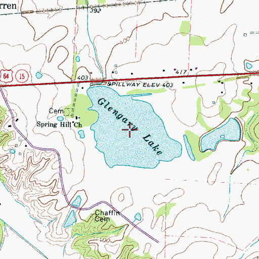 Topographic Map of Glengary Lake, TN