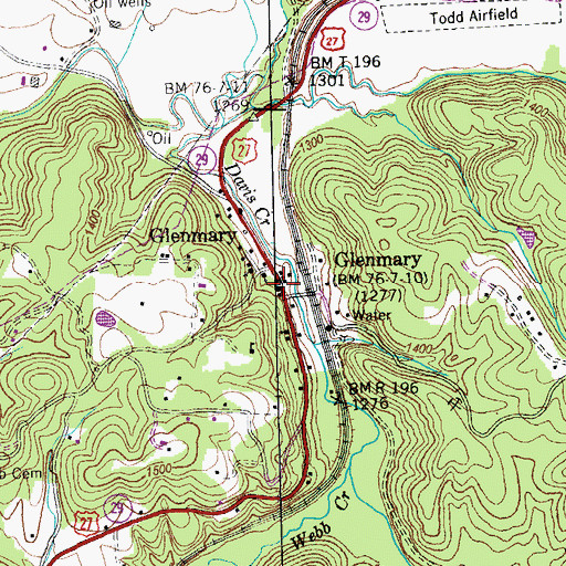 Topographic Map of Glenmary, TN