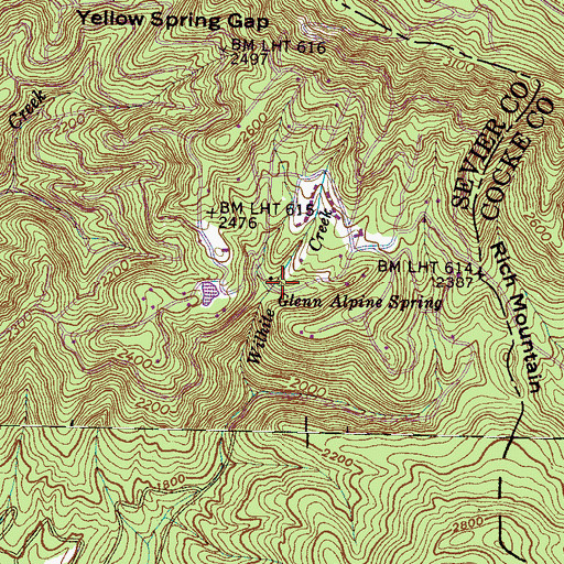 Topographic Map of Glenn Alpine Spring, TN