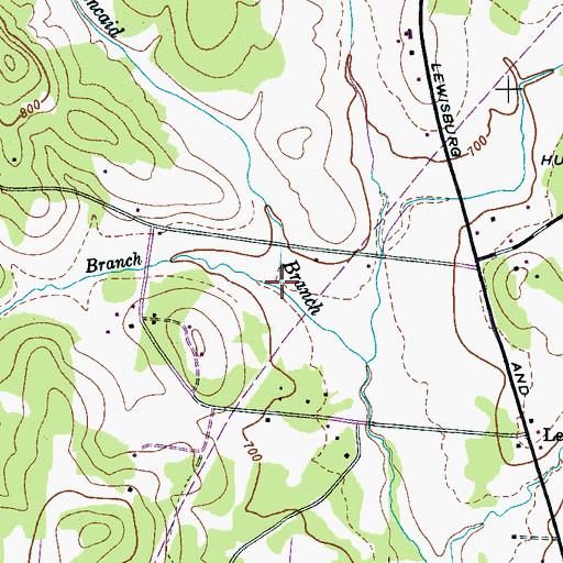 Topographic Map of Glenn Branch, TN