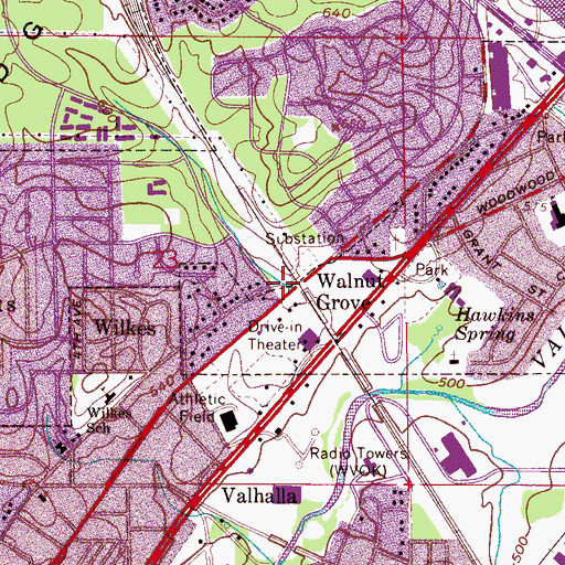 Topographic Map of Walnut Grove, AL