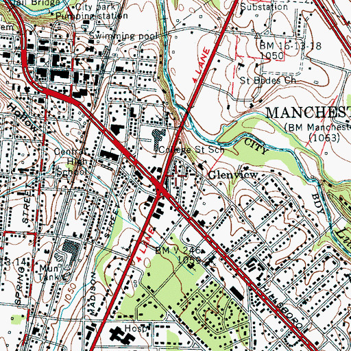 Topographic Map of Glenview, TN