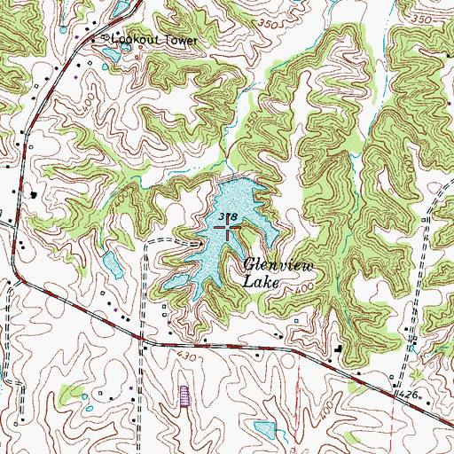 Topographic Map of Glenview Lake, TN