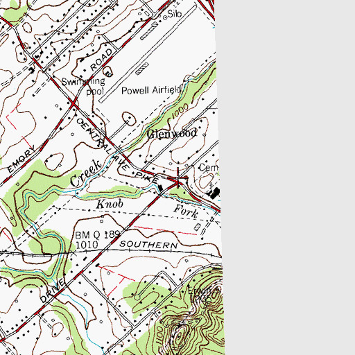 Topographic Map of Glenwood, TN