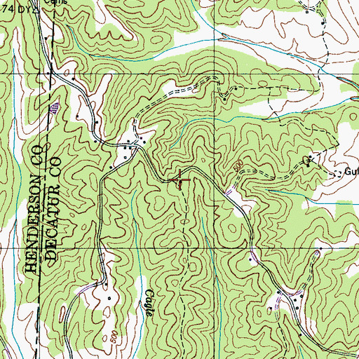 Topographic Map of Glenwood School, TN