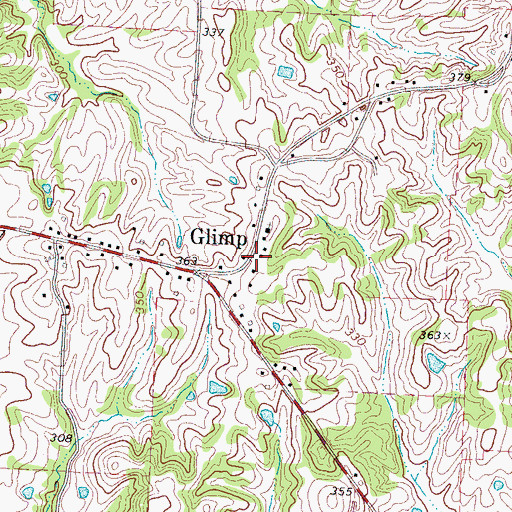 Topographic Map of Glimp, TN