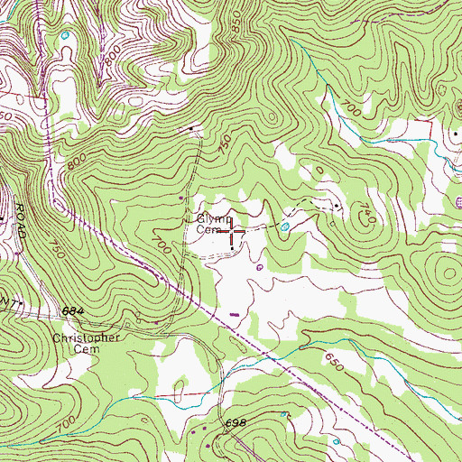 Topographic Map of Glymp Cemetery, TN