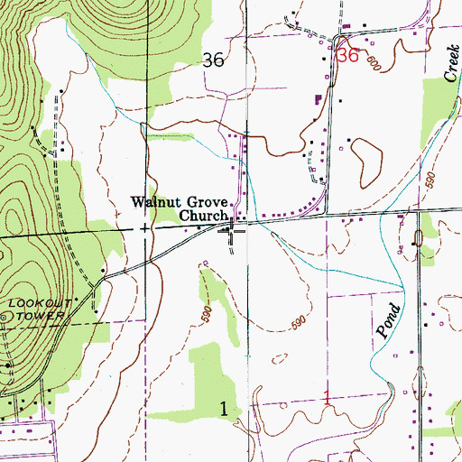 Topographic Map of Walnut Grove Church, AL