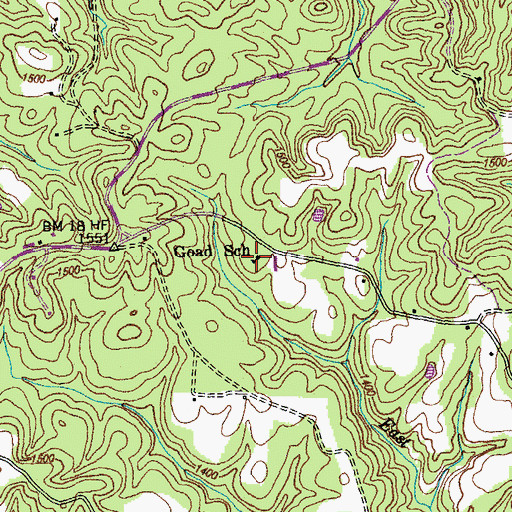 Topographic Map of Goad School, TN