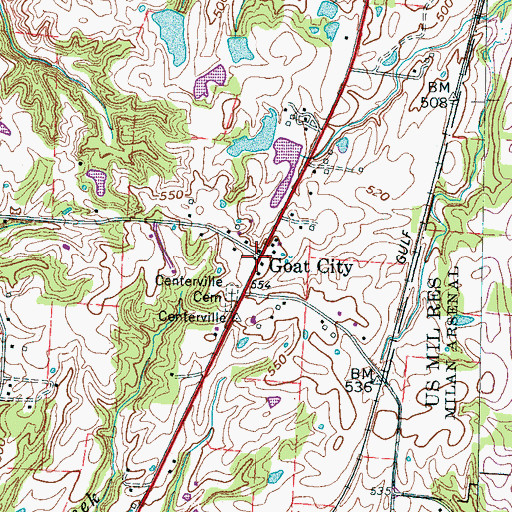 Topographic Map of Goat City, TN