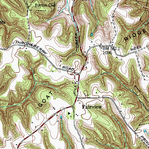 Topographic Map of Goat Ridge, TN