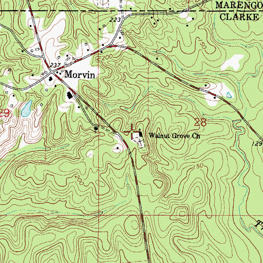 Topographic Map of Walnut Grove Church, AL