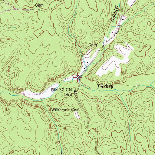 Topographic Map of Gobbler Branch, TN