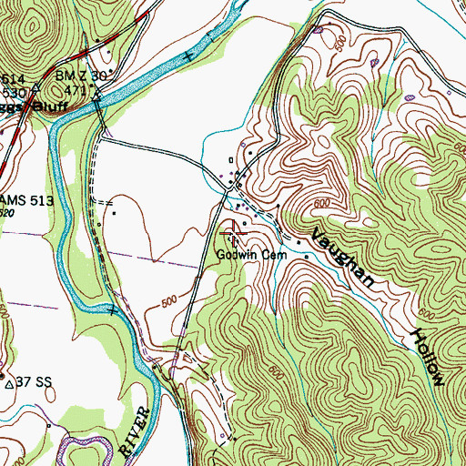 Topographic Map of Godwin Cemetery, TN