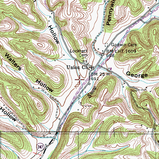 Topographic Map of Godwin Hollow, TN