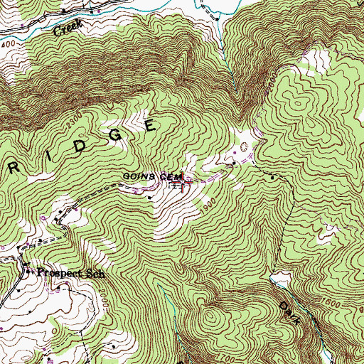Topographic Map of Goins Cemetery, TN