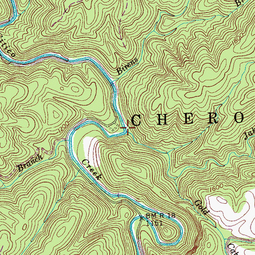 Topographic Map of Gold Cabin Branch, TN