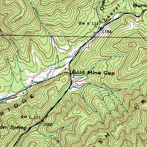 Topographic Map of Gold Mine Gap, TN
