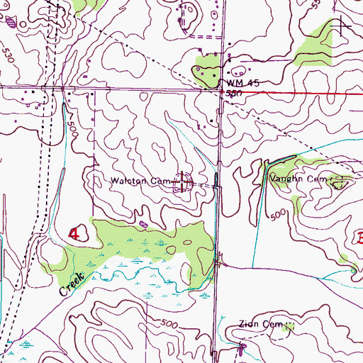 Topographic Map of Walston Cemetery, AL