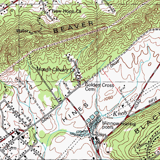 Topographic Map of Golden Cross Cemetery, TN