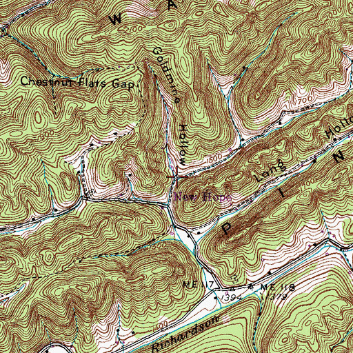 Topographic Map of Goldmine Hollow, TN