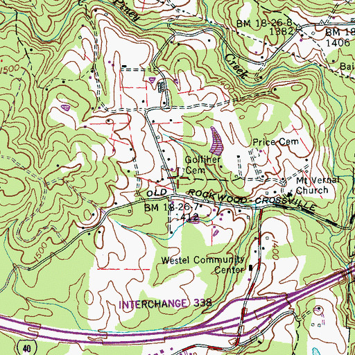 Topographic Map of Golliher Cemetery, TN