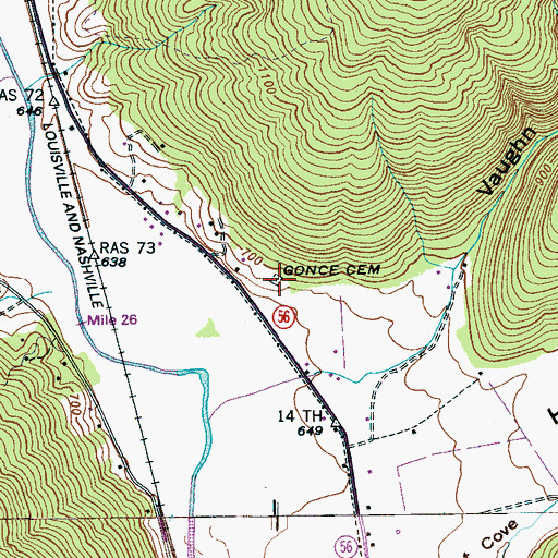 Topographic Map of Gonce Cemetery, TN