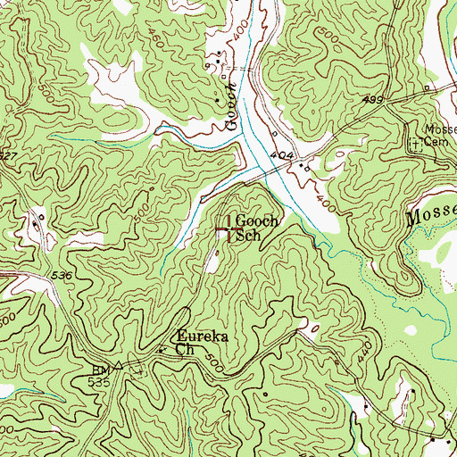 Topographic Map of Gooch School, TN