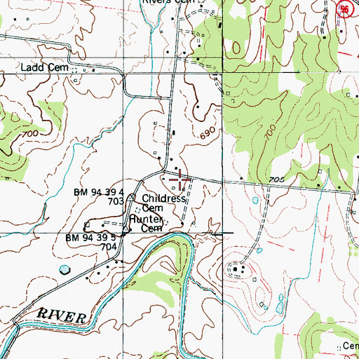 Topographic Map of Gooch School, TN