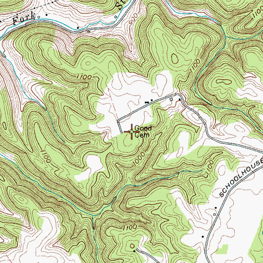 Topographic Map of Good Cemetery, TN