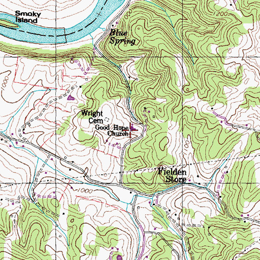 Topographic Map of Good Hope Church, TN