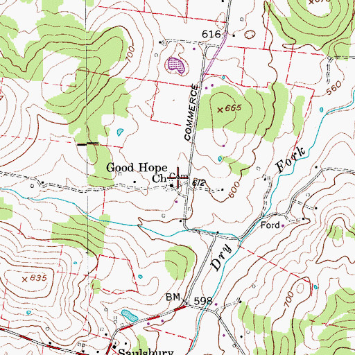Topographic Map of Good Hope Church, TN