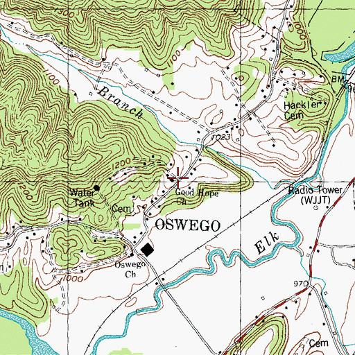 Topographic Map of Good Hope United Baptist Church, TN