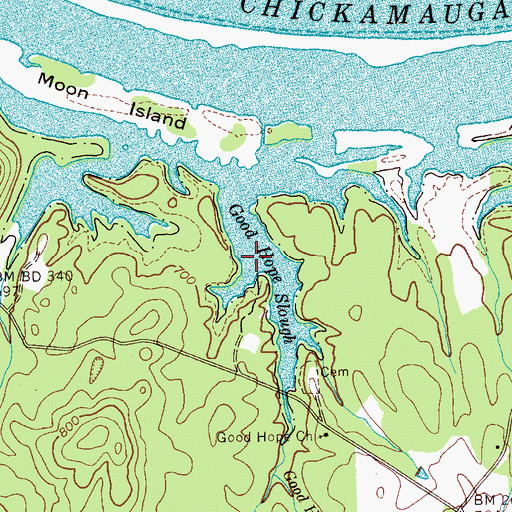 Topographic Map of Good Hope Slough, TN