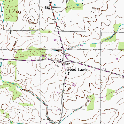 Topographic Map of Good Luck, TN