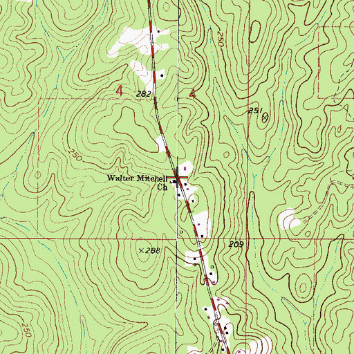 Topographic Map of Walter Mitchell Church, AL
