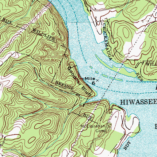 Topographic Map of Goodman Bluff, TN
