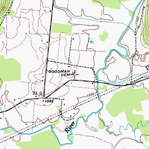 Topographic Map of Goodman Cemetery, TN