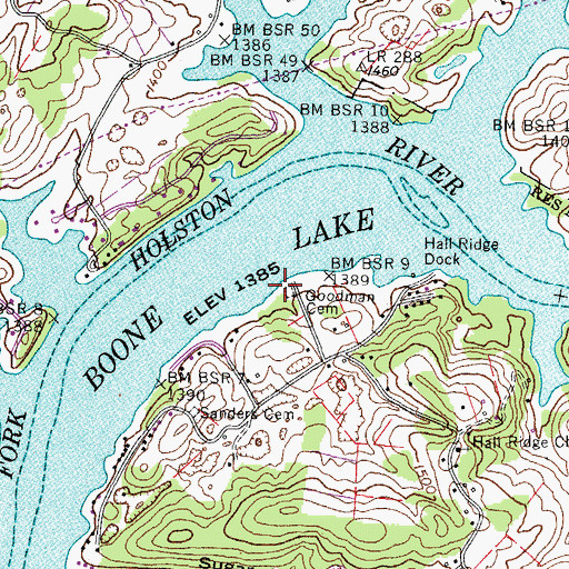 Topographic Map of Goodman Cemetery, TN