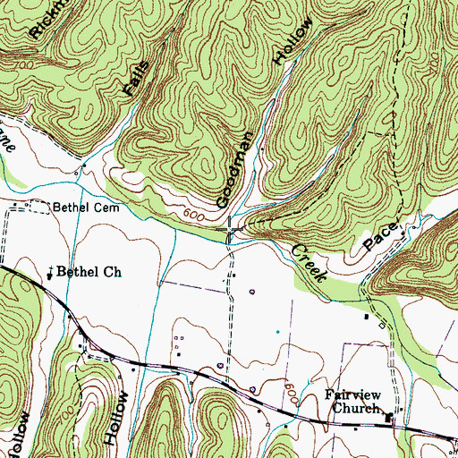 Topographic Map of Goodman Hollow, TN