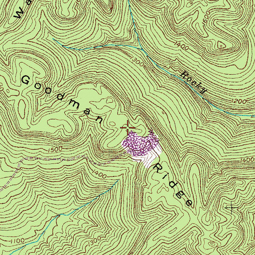 Topographic Map of Goodman Ridge, TN