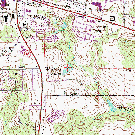 Topographic Map of Walters Pond, AL