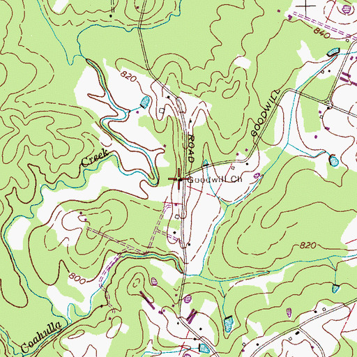 Topographic Map of Goodwill Baptist Church, TN