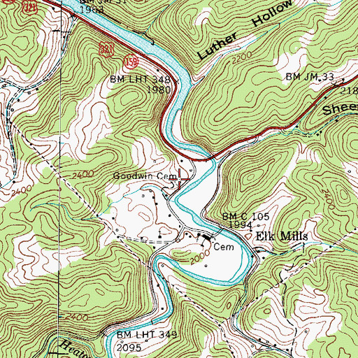 Topographic Map of Goodwin Cemetery, TN