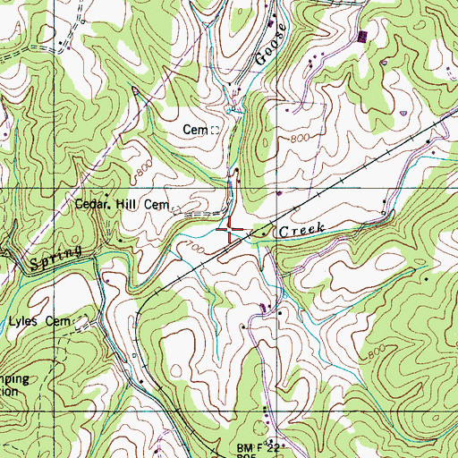 Topographic Map of Goose Branch, TN