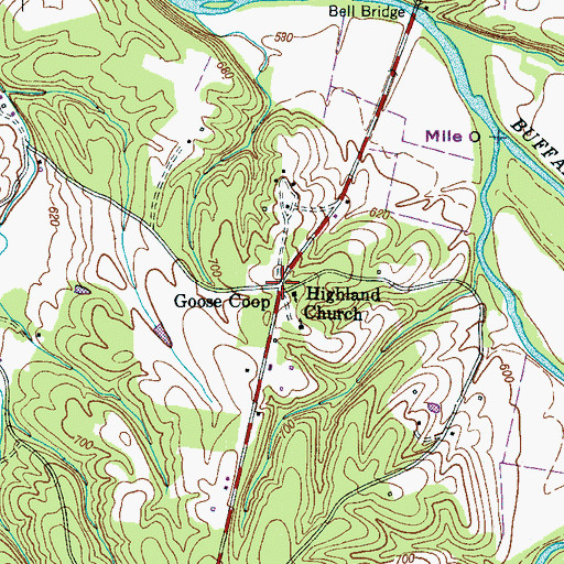 Topographic Map of Goose Coop, TN